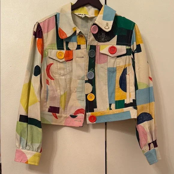 Gorman x Ellie Malin Colorful Geometric Jean Jacket - Picture 1 of 3